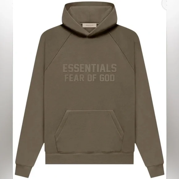 Fear of God ESSENTIALS Pullover Hoodie Wood Brown Size Large NWT - Picture 1 of 2